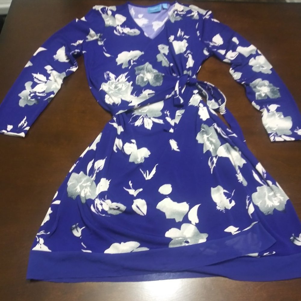 Blue and white Floral Wrap dress